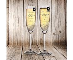 Leonardo 2 Sektgläser zur Hochzeit - Eheringe - mit Gratis Gravur der Namen und Datum