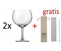 Schott Zwiesel 2er Set, Bar Special, Gin Tonic, Kristallglas, 696 ml, 120017 + Gratis 4er Set EKM Living Edelstahl Trinkhalme