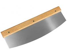 scarlet kitchen | Pizzamesser »Rapido« Pizzacutter, Wiegemesser mit scharfer Klinge aus rostfreiem Edelstahl 35cm mit Holzgriff, schnelles und sauberes Schneiden, XXL, mit Klingenschutz