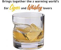 Bezrat Zigarrenglas rund – altmodisches Whisky-Glas mit integrierter Zigarrenablage