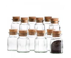MamboCat 12er Set Gewürzgläser | Füllmenge 150 ml | Wiederverwendbare Glasdose + Korkverschluss | hochwertiges rundes Glas | Aufbewahrung von Tee Kräutern Gewürzen