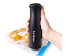 MOUDERIQ Vakuumierer, Mini Elektrische tragbare Handvakuumierer, 3 Modi speziell für Wein, Lebensmittel, und Kleidungaufbewahrung, Vakuumiergeräte mit 4 kostenlose Folienbeutel, schwarz