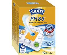 Swirl PH 86 MicroPor Plus Staubsaugerbeutel für Philips, AEG, Electrolux und Volta Staubsauger, Anti-Allergen-Filter , Dauerhaft hohe Saugleistung , 10 Stück inkl. 2 Filter