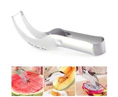 Wassermelonen Messer, ikalula Wassermelonen Schneider Edelstahl Obstschneider Melonenschneider Rostfrei für Wasser-Honigmelonen Papaya Pitaya - Silber