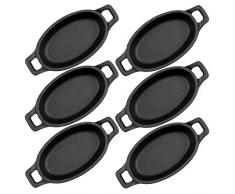 BBQ-Toro Servierpfännchen Set (6-er Pack) | 20 x 9,5 cm - oval | Gusseisen Grillpfannen Pfännchen