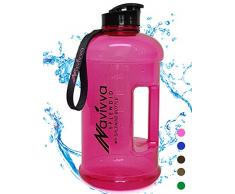 NAVIVVA SPLENDID Sport Trinkflasche Groß - 2.2 L Fitness Wasserflasche - Große XXL Sportflasche - Gym Water Bottle - BPA Frei - Easy Drink Cap – Spülmaschinenfest (Rosa)