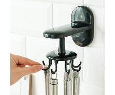 2 Stück Handtuchhalter 360°Drehung ohne Bohren Wandhaken,Hakenleiste Wandmontage Garderobenhaken Kleiderhaken Handtuchhaken Badzimmer Küche Mehrzweckhaken Küchenreling