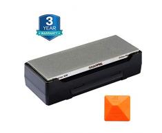 SHARPAL 162N Diamant-Schleifstein Abziehstein mit Aufbewahrungsbox, Dual Körnung, grob/extrafein, Wetzstein Diamant-Messerschärfer mit rutschfester Basis und Winkelführung (20,3 cm x 7,6 cm)