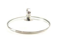 Kerafactum® - Topf Pfannen Deckel Topfdeckel Glasdeckel mit Edelstahlgriff, Edelstahlring und Entlüftungsloch verschiedene Größen und Griffe (Hochgriff, 30)