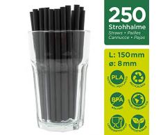 ChooseEco - 250 umweltfreundliche Jumbo Strohhalme ø8mm 15cm Schwarz - Trinkhalme Röhrchen biologisch abbaubar für Longdrink Smoothie Cocktail aus PLA Bio-Kunststoff #2021