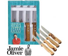 Jamie Oliver 112532 Jumbo Steakmesser, Edelstahl, Schwarz/Silber/Holz