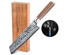 adelmayer® Damastmesser Kiritsukemesser 18cm handgeschliffen nach Art des bergischen Landes-Sehr scharfe robuste Klinge aus 67-lagigem japanischem Damaststahl Ergonomischer Walnuss-Griff + Geschenkbox