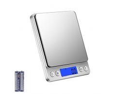 Waage Gramm - Digitale Küchenwaage, 3kg*0.1g Digitale Taschenwaage, Feinwaage Digitalwaage mit beleuchteter LCD-Anzeige, Tara-Funktion, ideal zum Messen von Zutaten, Schmuck, Reis, Mehl, Gold