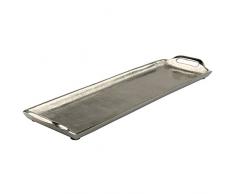 MACOSA WV36843 Deko-Tablett mit Griffen Silber rechteckig Aluminium Tisch-Dekoration Kerzenteller Servierplatte Obsttablett Wohn-Accessoire
