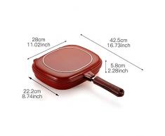 tianluo Bratpfanne 28cm Doppelseitige Grillpfanne Kochutensilien Edelstahl Doppelseitige Bratpfanne Steakpfanne Küchenaccessoires Kochwerkzeug