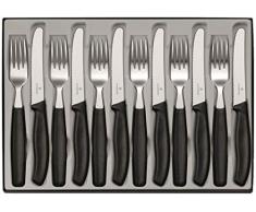 Victorinox Swiss Classic 12-tlg. Besteck Set, für 6 Personen, 6 x Tafelmesser, 6 x Essgabel, Spülmaschinengeeignet, schwarz