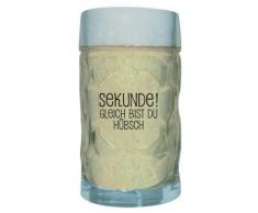 Bierkrug Sekunde gleich bist Du hübsch ! 1 Liter Glas Maßkrug Bierglas Masskrug