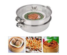 Kochtopf Dämpfer, 27 Edelstahl Dampftopf Pastatopf mit Glasdeckel, Kartoffelkocher aus Edelstahl mit Dämpfeinsatz, 2 Tier Dampfgarer aus Edelstahl, Gardampfkochtopf
