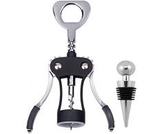 Tovee Multifunktions Winged Korkenzieher für Weinflaschen Hebelkorkenzieher Flaschenöffner Flaschenoeffner Weinflaschenöffner mit Stöpsel(schwarz)