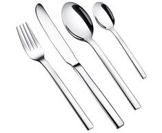 WUJO Besteckset, Besteck aus Edelstahl, 16-teiliges Silber Besteck Set inkl. Messer, Gabel, Löffel, Teelöffel Essbesteck für 4 Personen, Spiegelpoliert, Spülmaschinenfest