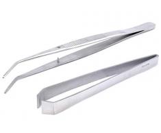 blueINOX Kochset: Profi Küchenpinzette (Koch- Wendepinzette-Garnierpinzette) und Grätenzange (Grätenpinzette) für Fisch Edelstahl rostfrei