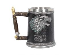 Nemesis Now B3697J7 Bierkrug Winter is Coming, Game of Thrones-Tasse, 14 cm, schwarz, Kunstharz mit Edelstahl-Einsatz