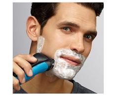 Braun Series 3 Rasierer Herren, 3-in-1-Elektrorasierer, Barttrimmer mit 5 Kammaufsätzen, Wet&Dry, 30 Minuten Akkulaufzeit, wiederaufladbarer und kabelloser elektrischer Rasierer, schwarz/blau