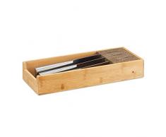 Relaxdays Messerhalter Bambus, Schubladeneinsatz für Messeraufbewahrung, Schubladenorganizer, HBT: 6,5x38x15,5cm, natur