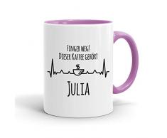True Statements Tasse Finger weg Dieser Kaffee gehört Wunschname personalisiert - personalisierte Kaffeetasse mit Wunsch-Name ? spülmaschinenfest ? tolles Geschenk zu Weihnachten, innen rosa