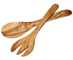 KitchenCraft WFITSALSERV World of Flavours Italienisches Salatbesteck, 29 cm, Olivenholz