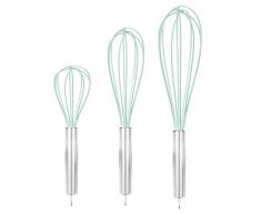 3er Set Silikon Schneebesen | Küchengeräteset | Schneebesen Set | Mischen, Rühren & Mixen| Edelstahl & Silikon Kochbesteck | M&W