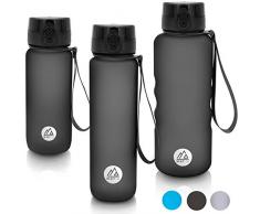 MNT10 Trinkflasche Sport I Auslaufsichere Sporttrinkflasche aus Tritan I Die perfekte Flasche für Sport, Fitness, Gym, Schule I BPA freie Wasserflasche für Kohlensäure geeignet I Schwarz, 650ml