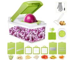 Gifort Gemüseschneider, 8 in 1 Obstschneider Kartoffelschneider zwiebelschneider Zwiebel Zerkleiner Gemüsehobel Multischneider Manuelle Mandoline für Knoblauch, Kartoffeln, Tomaten