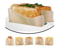 DECARETA 6 Stück Toaster Bags Wiederverwendbar Toasterbags Hitzebeständig Antihaft Toasterbeutel Teflon Toaster Beutel Sandwich Beutel für Käse-Sandwiches Würstchen Pizza