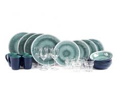 Sesua KAMPA Melamin-Set Campinggeschirr Aegean 24 Teile incl.4X Wein+4X Wasserglas