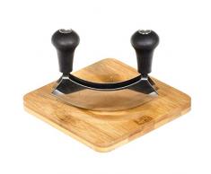 SIDCO Kräuterschneidebrett + Wiegemesser Kräuterbrett Bambus Schneidbrett Hackbrett