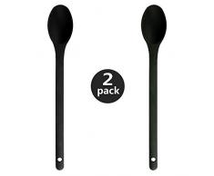 Baker Boutique Silikon-Kochlöffel-Set, 2-teilig, BPA-frei und FDA-Qualität, hitzebeständig, zum Rühren, Schöpfen und Mischen, (schwarz)