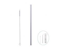 iBasingo Titan Stroh mit Reinigungsbürste Gerade Strohhalm Lang Reise Ultraleicht Wasser Besteck Getränke Stroh für Im Freien Camping Picknick Täglicher Gebrauch