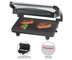Clatronic MG 3519 Multigrill für beidseitiges, fettfreies Grillen, antihaftbeschichtete Grillplatten, Edelstahlgehäuse