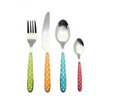 EXZACT 24 teiliges Besteckset/Edelstahl-Besteck - Rostfreier Stahl mit farbigen Griffen - 6 Gabeln, 6 Messer, 6 Esslöffel, 6 Teelöffel (Mischfarbe x 24)