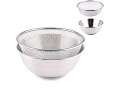 Willlly Küchensieb Aus Edelstahl Sieb Feinmaschiger Seiher,Spülmaschinenfest,Salatschüssel,Für Spaghetti Reis Salat Gemüse Und Frisches Obst,Silber,Silber,16Cm (Color : Silver, Size : 22cm)