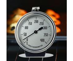 HUVEEdelstahl Ofenthermometer 0-400 °C, Bimetall, Backofen, Bratofen, Holzofen, Holzbackofen, Pizzaofen, Ofen Thermometer Analog