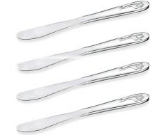 Viva Haushaltswaren - 4 x Kindermesser mit geprägtem Motiv (Giraffe) Messer für Kinder im Set aus Chromstahl / Klinge mit Sägeschliff / Essbsteck & Kindergeschirr einzeln als Kinderbesteck-Set