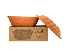 MamboCat Terrakotta-Topf Berti zur Brot-Aufbewahrung I 100% Natur Ton-Behälter mit Deckel hält Toast & Brötchen länger frisch I Ton Brotbox großer Keramik-Brotkasten unglasiert 16,5X 24,3X 36cm