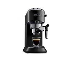 DeLonghi Dedica Style EC 685.BK Espresso Siebträgermaschine, Espressomaschine mit Professioneller Milchschaumdüse, nur 15 cm breit, 1 Liter Wassertank, Vollmetallgehäuse, E.S.E Pads geeignet, schwarz