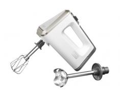 KRUPS Handmixer 3 Mix 9000 Deluxe Pürierstab GN9031 (500W, stufenlose Geschwindigkeiten mit langsamem Start + Turbotaste, Schneebesen & Knethaken aus Edelstahl, Stabmixer und Messbecher inkl.) weiß