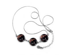 DIYthinker Glas Bootle Eiskübel Dekoration Schwarzer Hintergrund Illustration Muster runde Form Anhänger Halskette Schmuck mit Kette Dekoration Geschenk