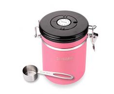 Schramm® Kaffeedose 1500 ml in 10 Farben mit Dosierlöffel Höhe: 15cm Kaffeedosen Kaffeebehälter aus Edelstahl, Farbe:Pink