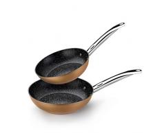 Monix Cooper Pfannen-Set, Kupfer-Effekt, 20-24 cm, für alle Herdarten, geschmiedetes Aluminium