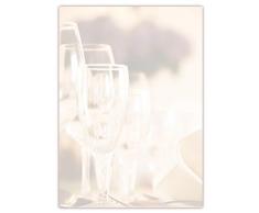 Motiv Briefpapier (Gastro-5041, DIN A4, 25 Blatt). Einseitig bedrucktes Briefpapier, sehr gut beschreibbar, Motivpapier für alle Drucker/Kopierer geeignet Motiv Gastronomie Restaurant Gläser Glas Sekt